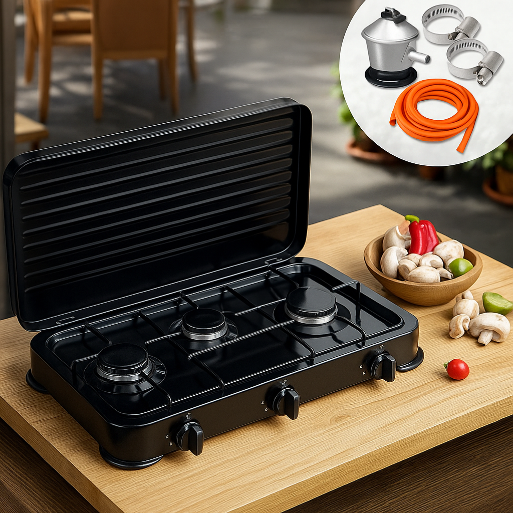 Estufa de Gas 3 Boquillas Sokany – Acero Inoxidable