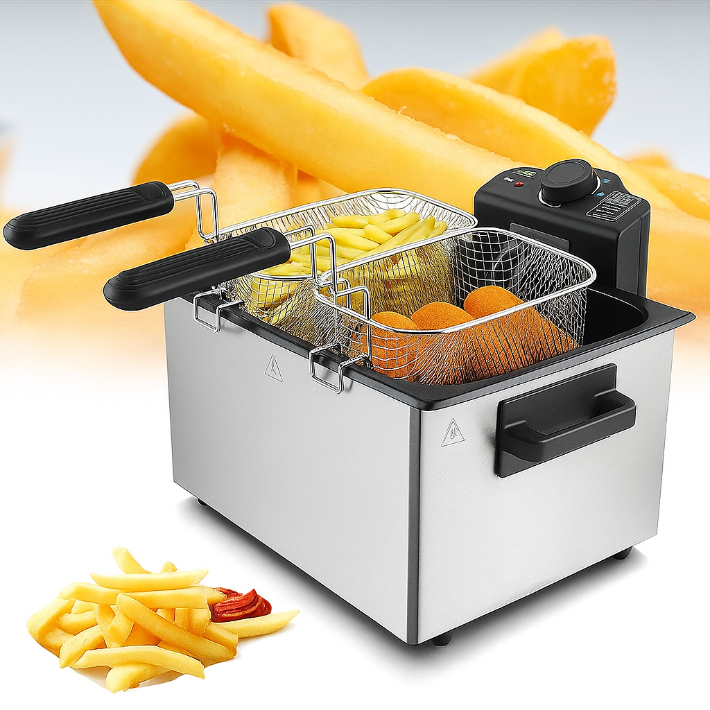 Freidora de Aceite Sokany® de 5L con 2 Cestas