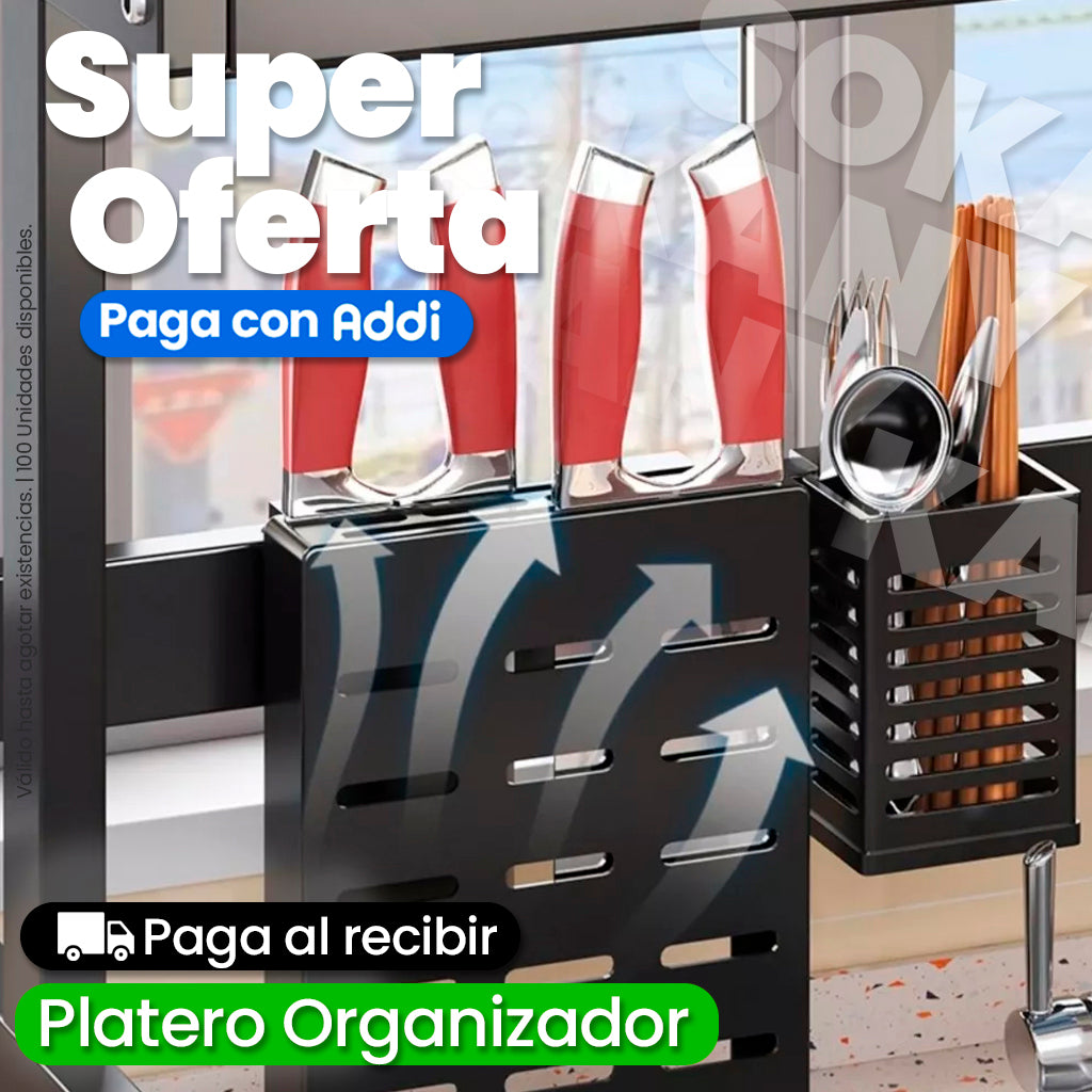 Organizador Escurridor de Platos con Tapa de 65 cm Acero Inoxidable Negro